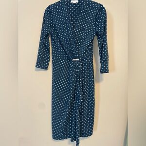 Charter Club Navy and Light Blue Star Pattern Dress